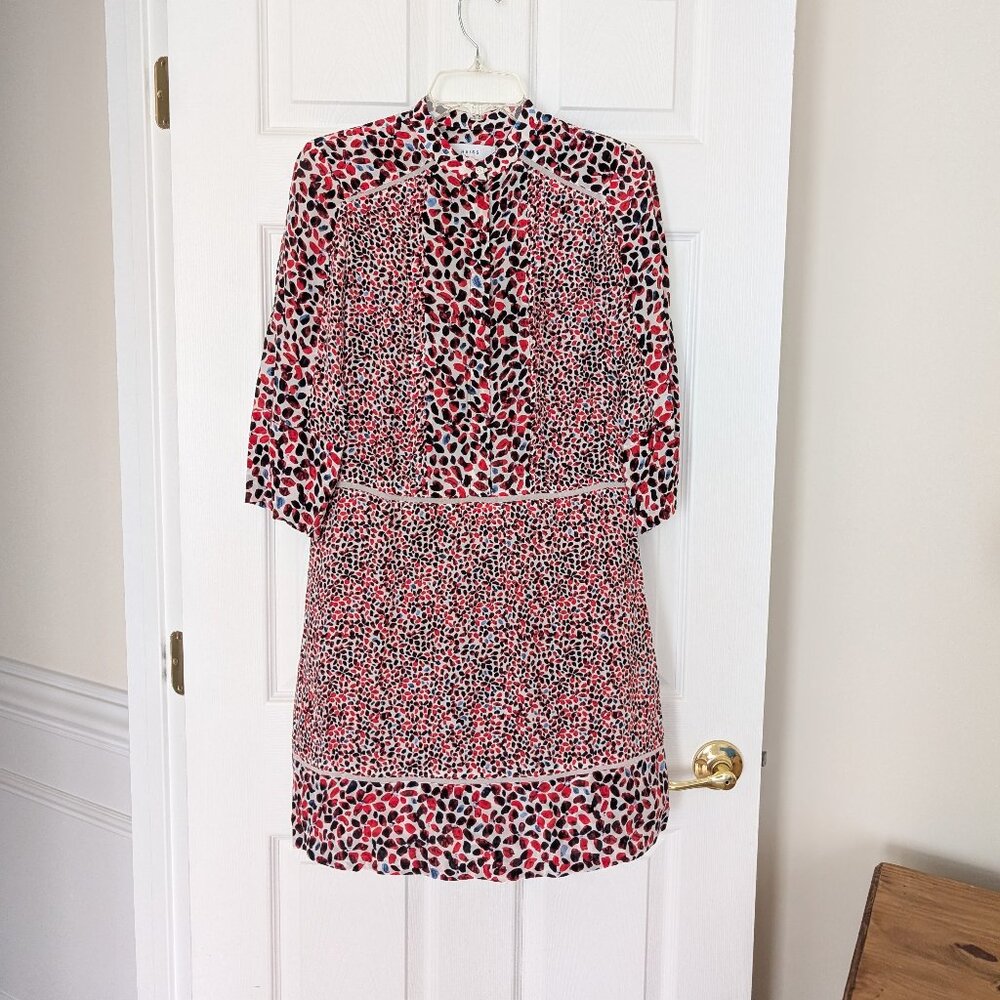 REISS Anush Abstract Floral Print Long Sleeve Mini Tea Dress US 2 / UK 6
